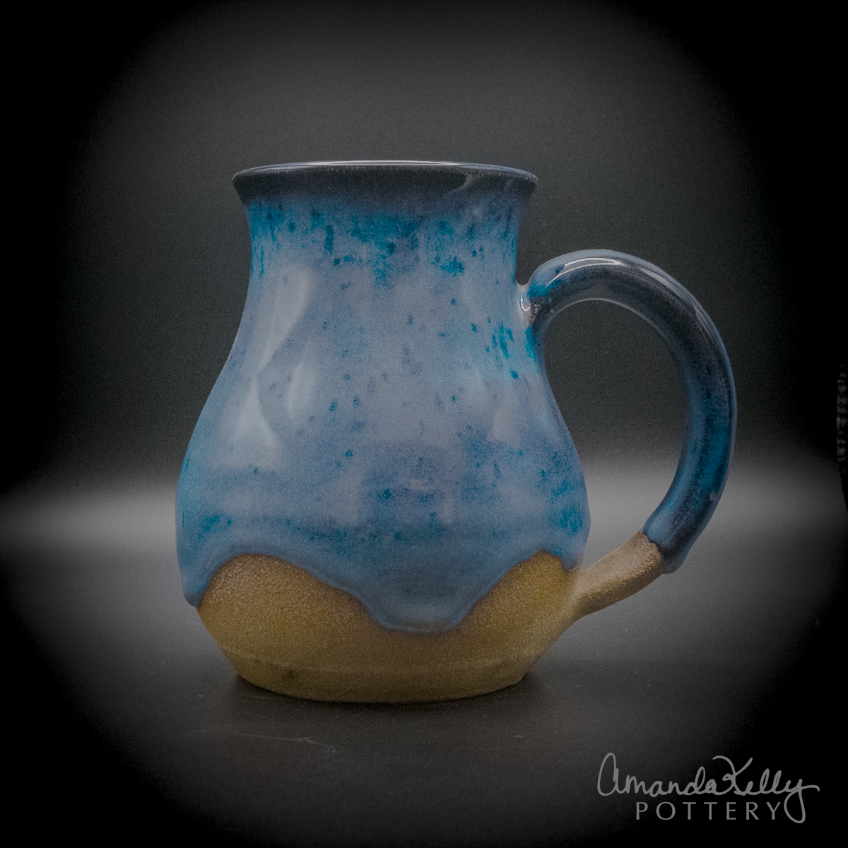 Midnight Sapphire Wave Tall Belly Mug — 14oz