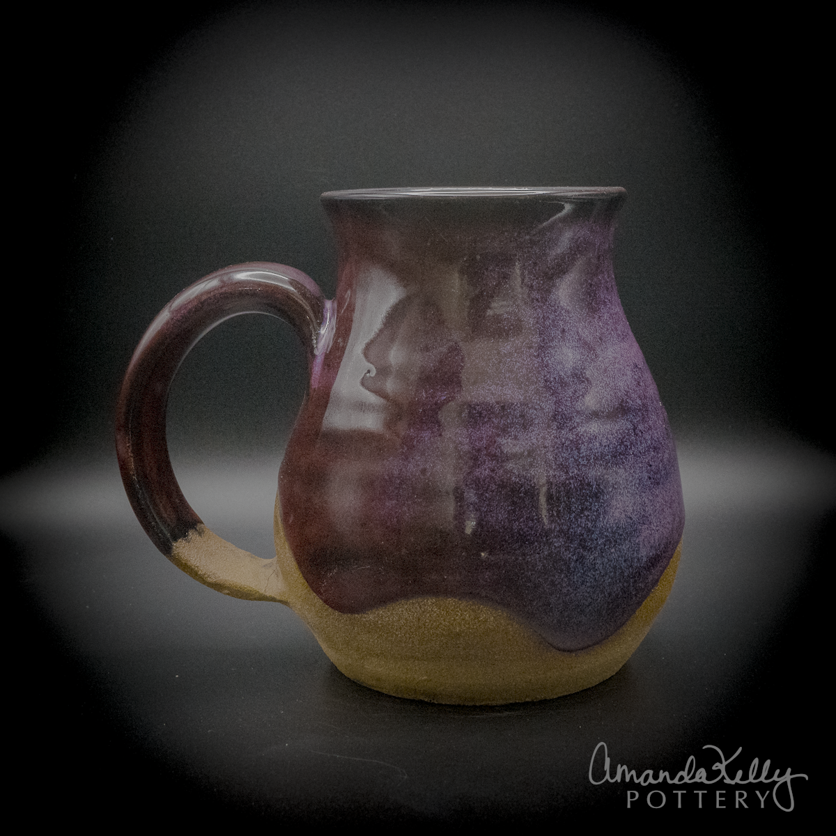 Midnight Violet Waves Milk Bottle Belly Mug — 16oz - Image 3